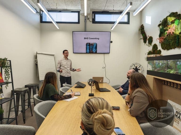 Salle de réunion avec présentation