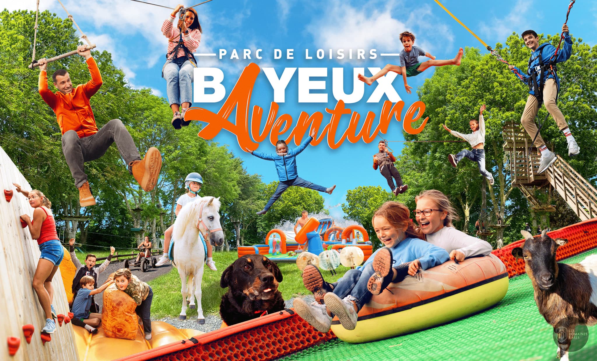 Familles profitant du parc de loisirs Bayeux Aventure