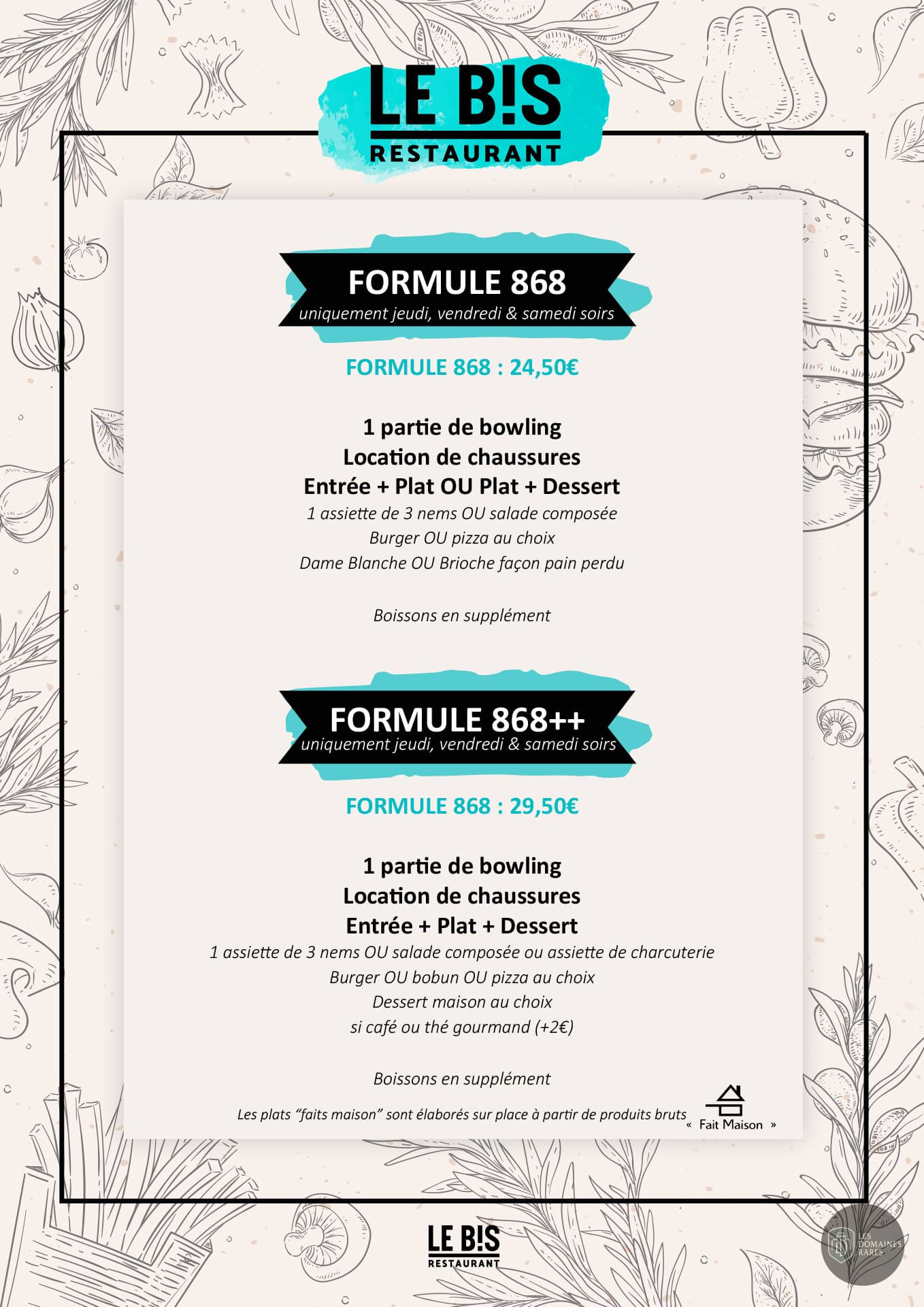 Restaurant du bowling Bowling 868 à Bayeux en Normandie