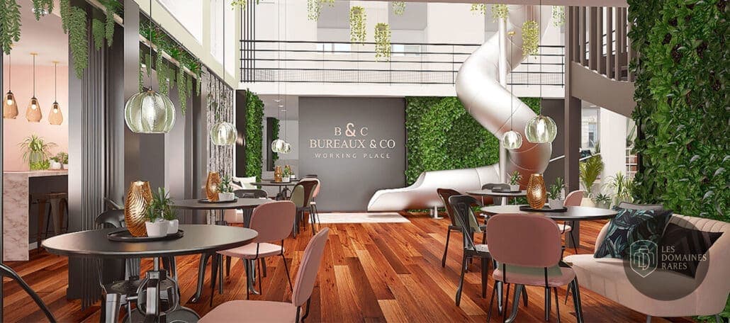 Espace intérieur de l'espace de coworking Bureaux and Co à Lattes en Occitanie