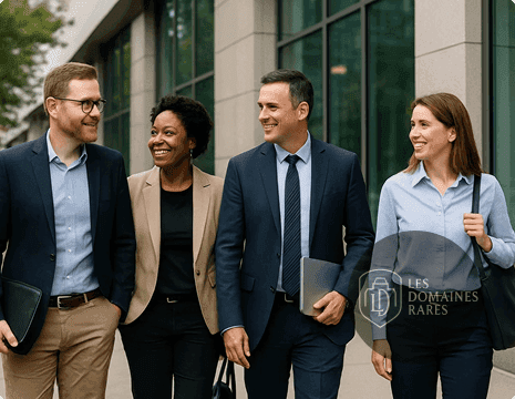 Groupe de professionnels marchant ensemble