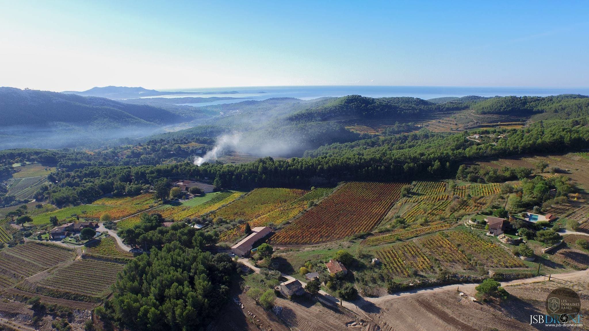Vue aérienne des vignes et du domaine