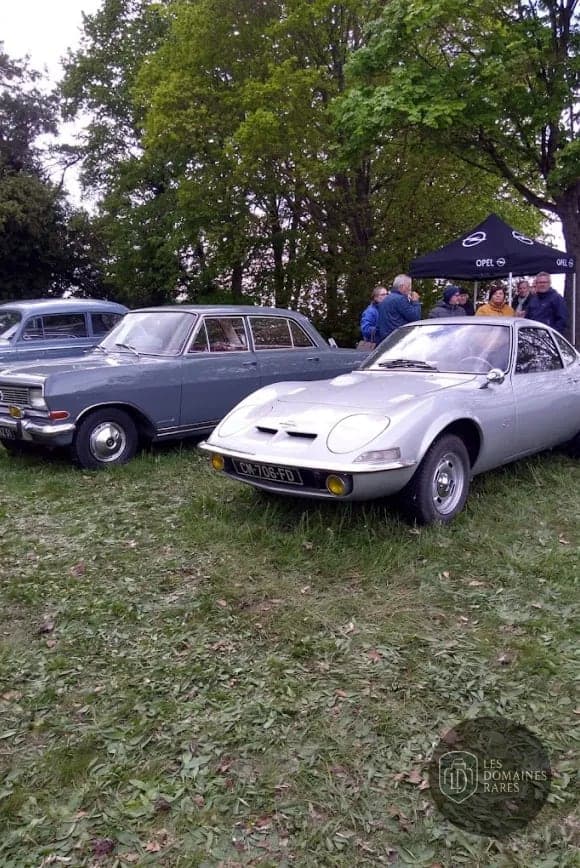 Parking avec exposition de voitures anciennes
