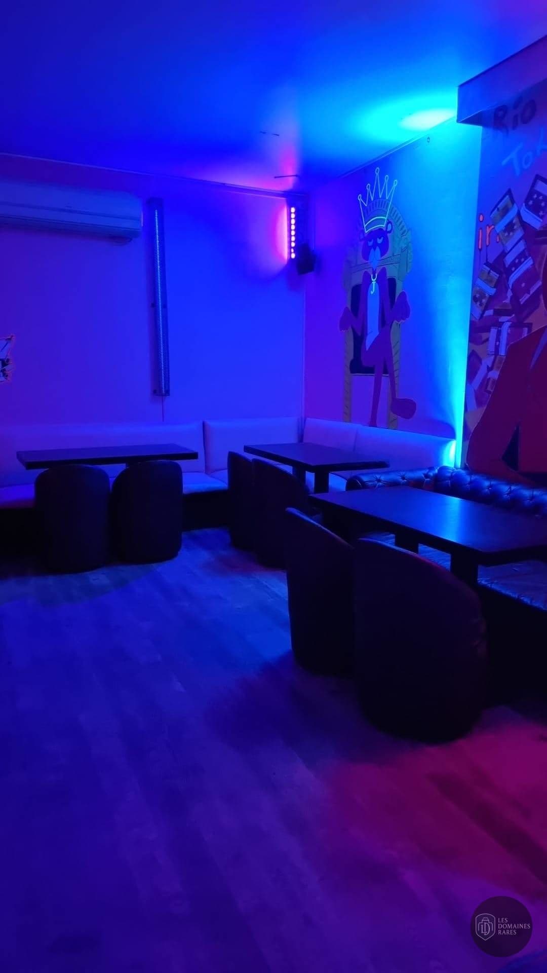 Espace salon avec banquettes et tables
