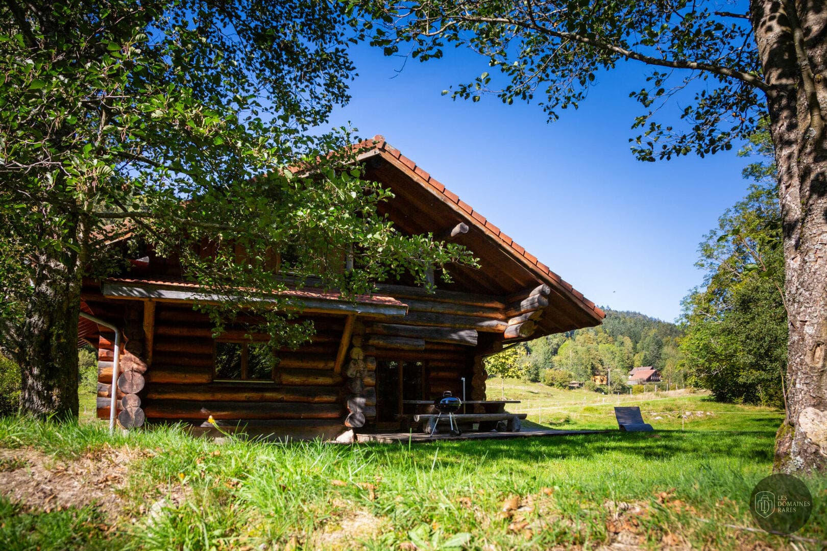 Chalet en bois avec jardin