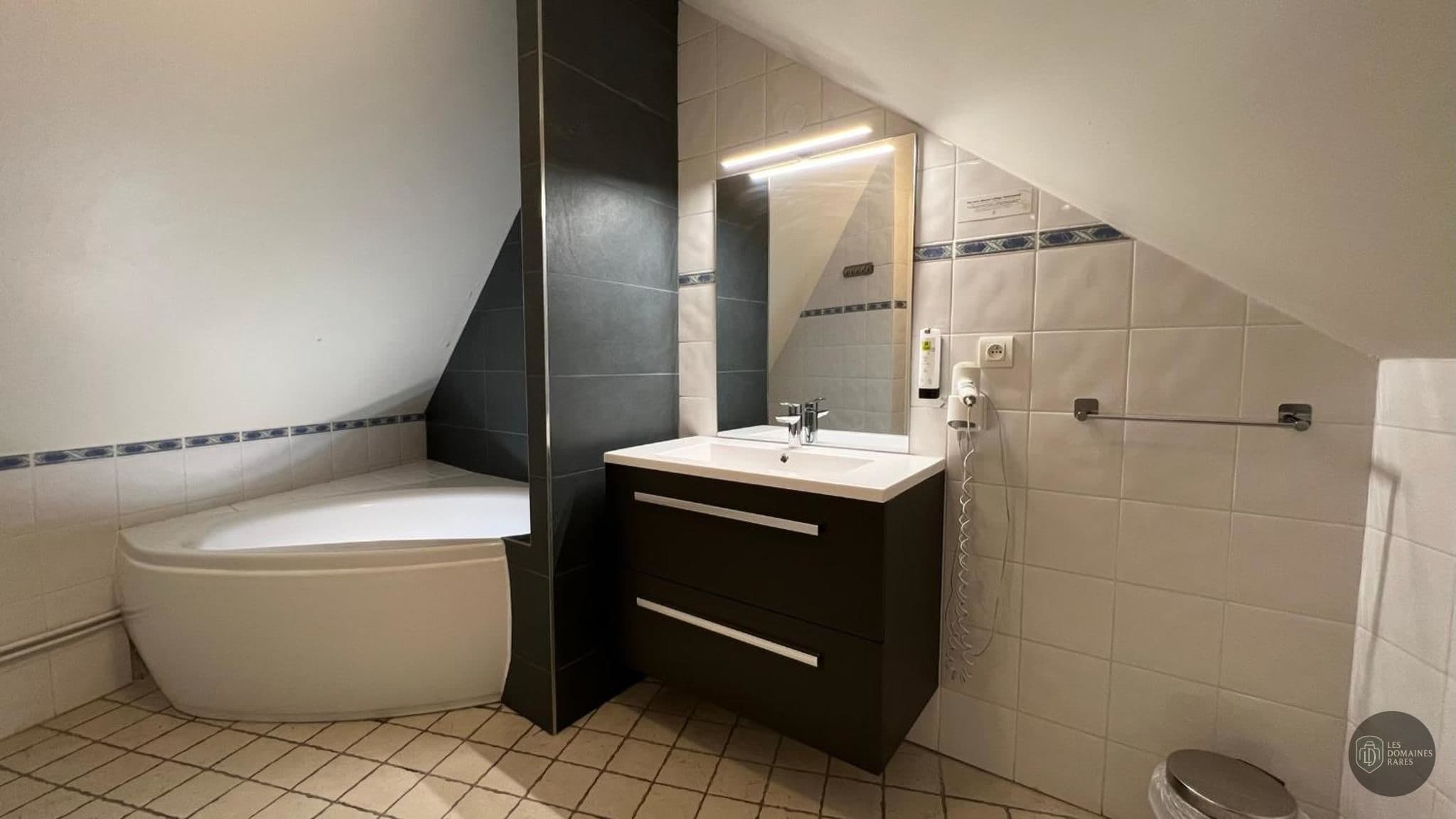 Salle de bain de l'hôtel Le Montania à Nébouzat en Auvergne-Rhône-Alpes