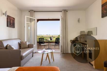 Chambre avec canapé et balcon