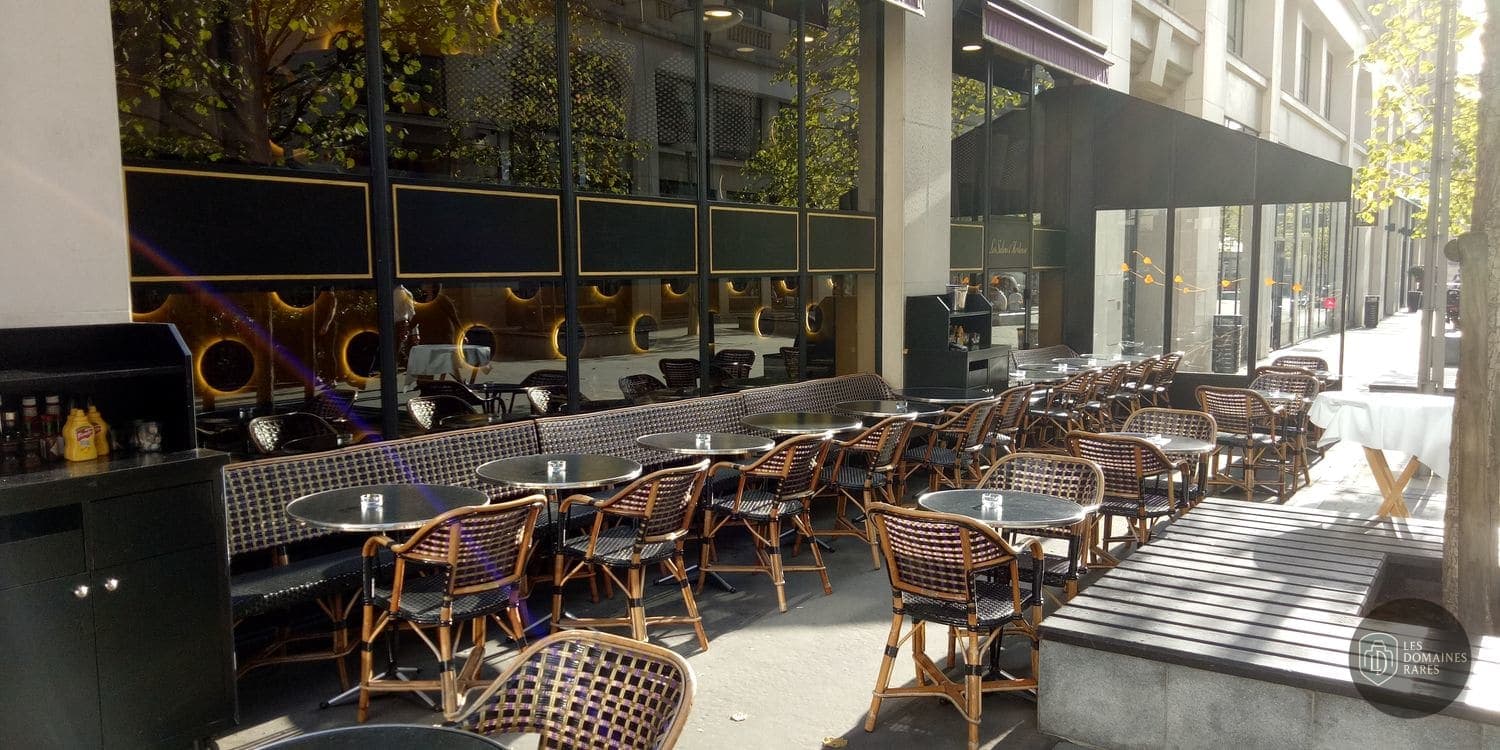 Terrasse extérieure avec tables et chaises