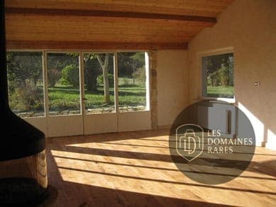 Pièce lumineuse avec parquet et cheminée