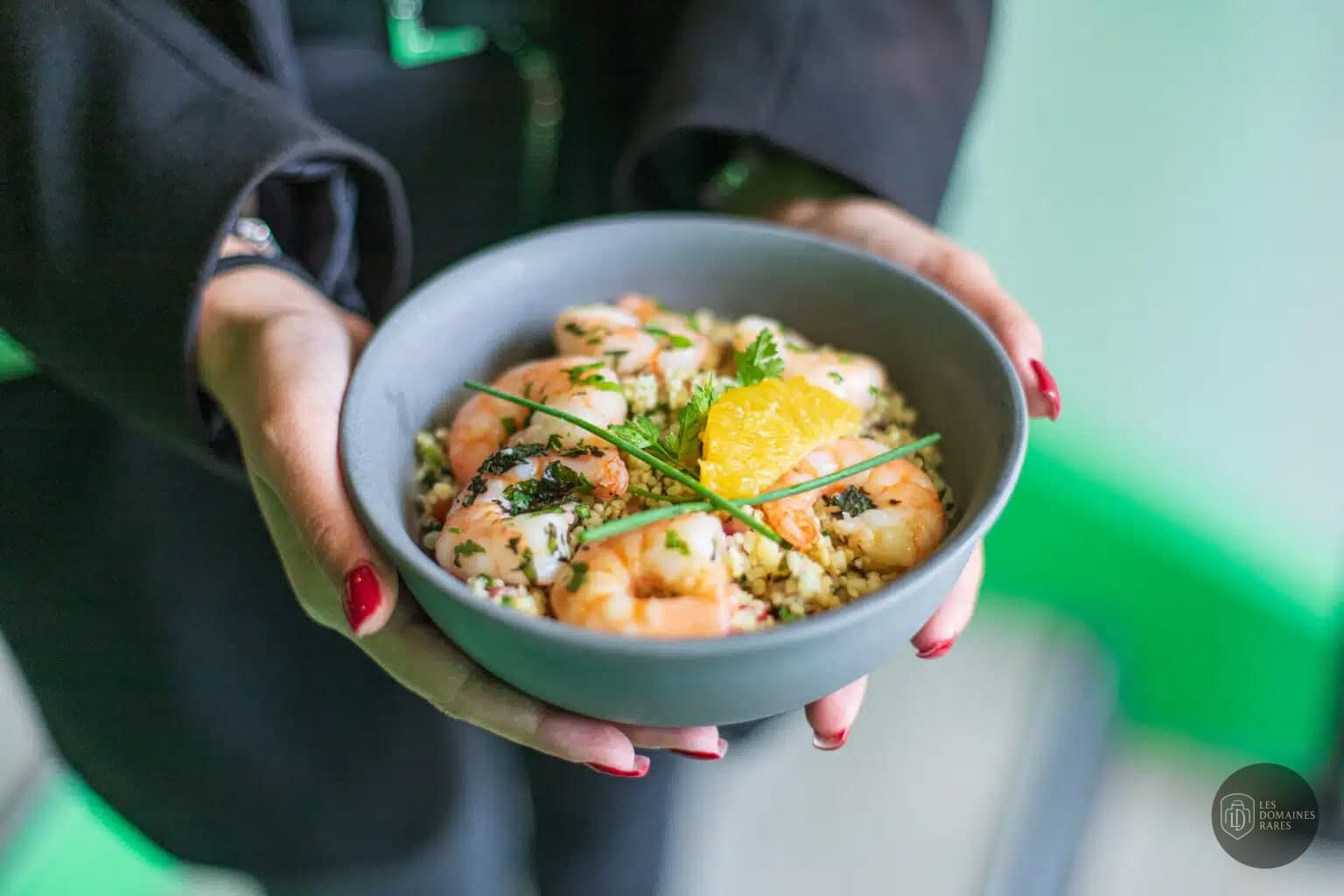 Plat de crevettes et couscous