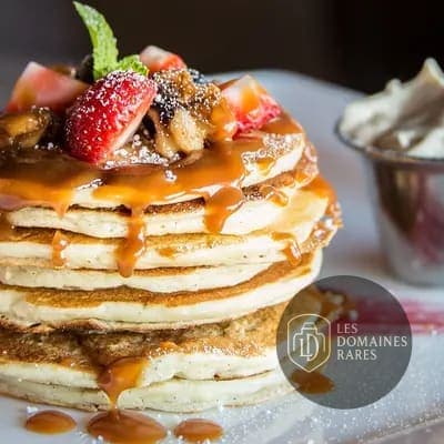 Crêpes au caramel et fruits rouges