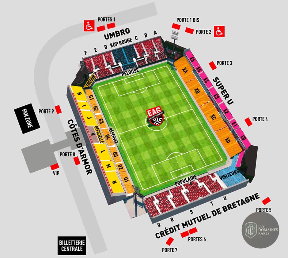 Vue du lieu Stade du Roudourou à Guingamp en Bretagne
