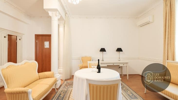 Salon avec table et canapés