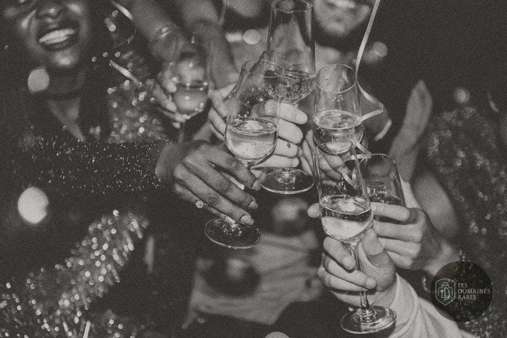 Gros plan sur des verres trinquant