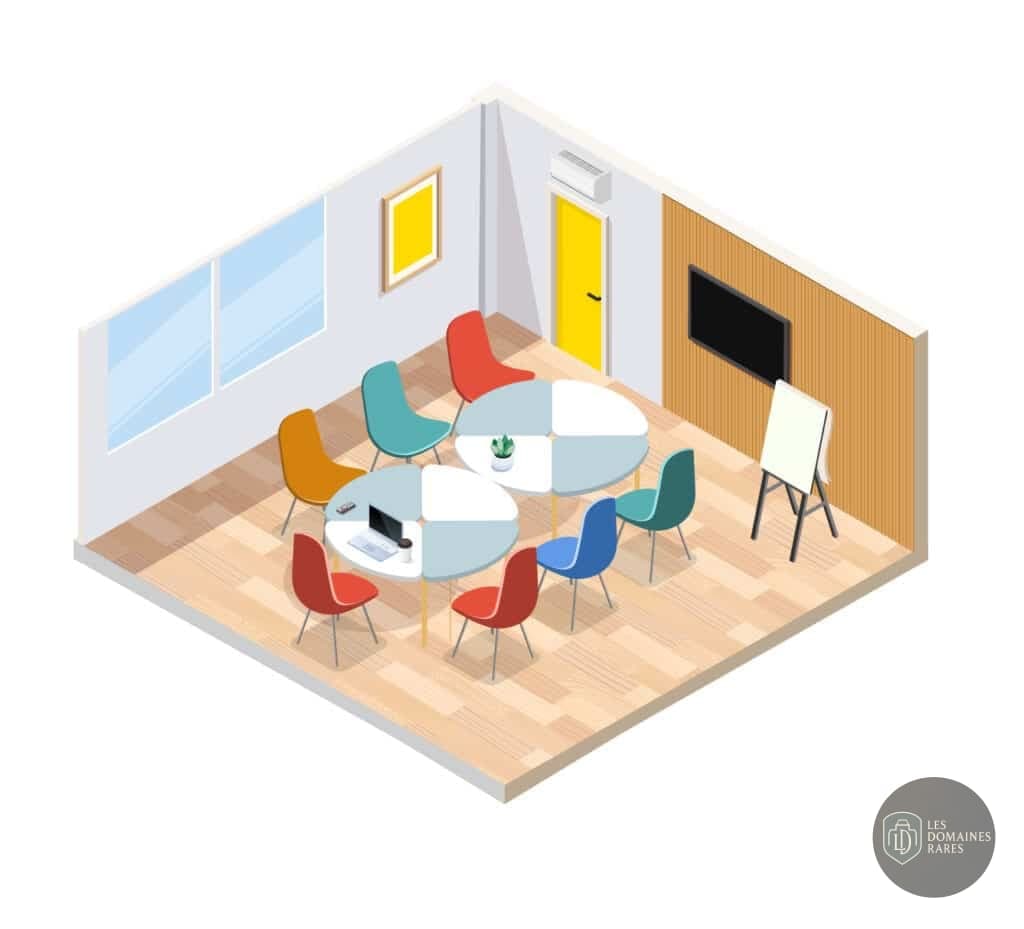 Salle de réunion, tables rondes